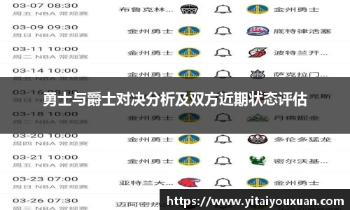 勇士与爵士对决分析及双方近期状态评估
